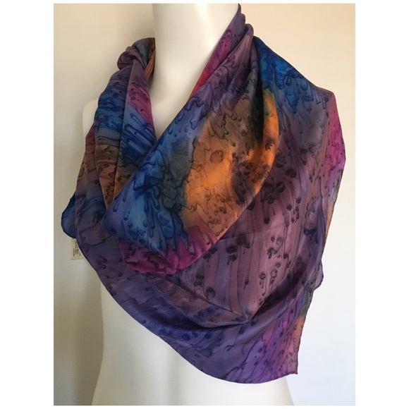 Vintage GOLDEN CAMEL Hand Painted Silk Scarf - Picture 2 of 8